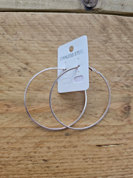 EAR00028 Embossed Large Hoop Earrings