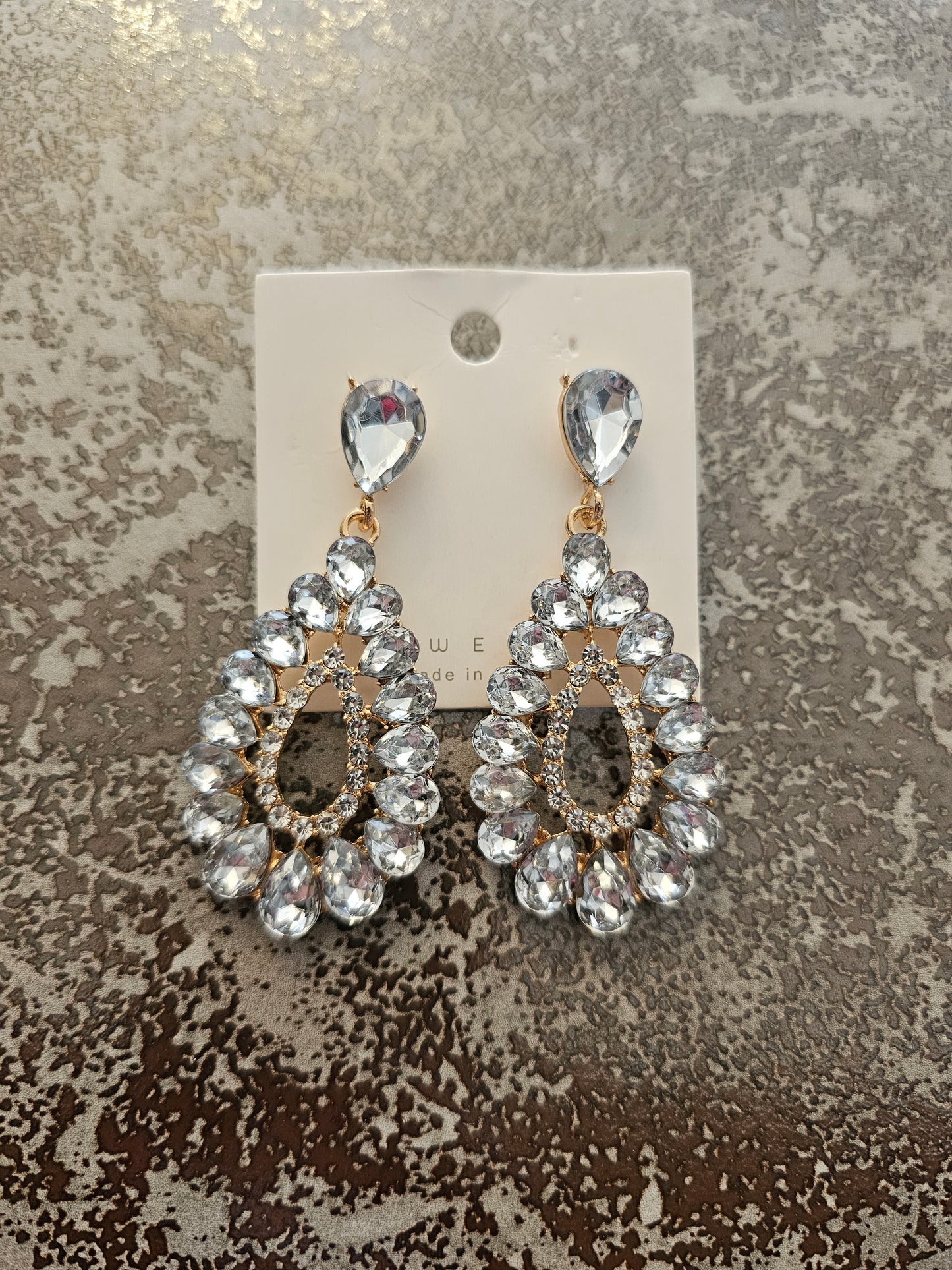 EAR00051 Statement Diamante Teardrop Earrings