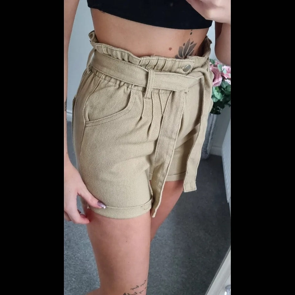 SHT00001 High Waist Belted Shorts