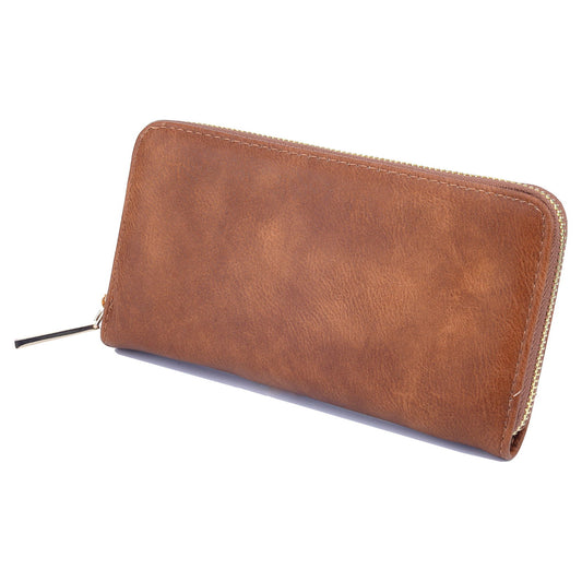 Faux Leather Long Zipped Purse