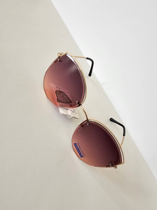 SUN00009 Rounded Gold Bar Sunglasses