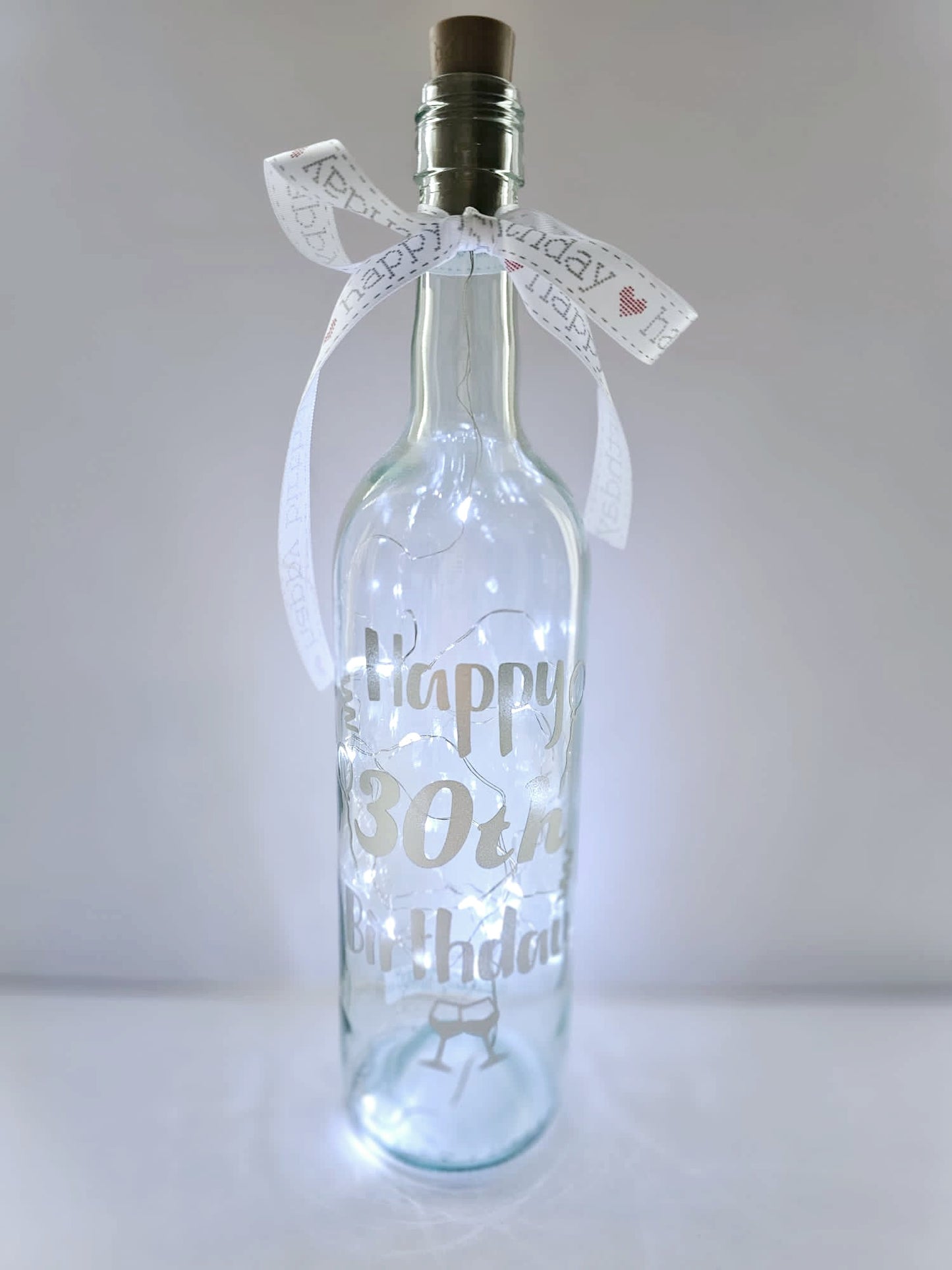 Wine Bottle with Lights - Happy 30th Birthday