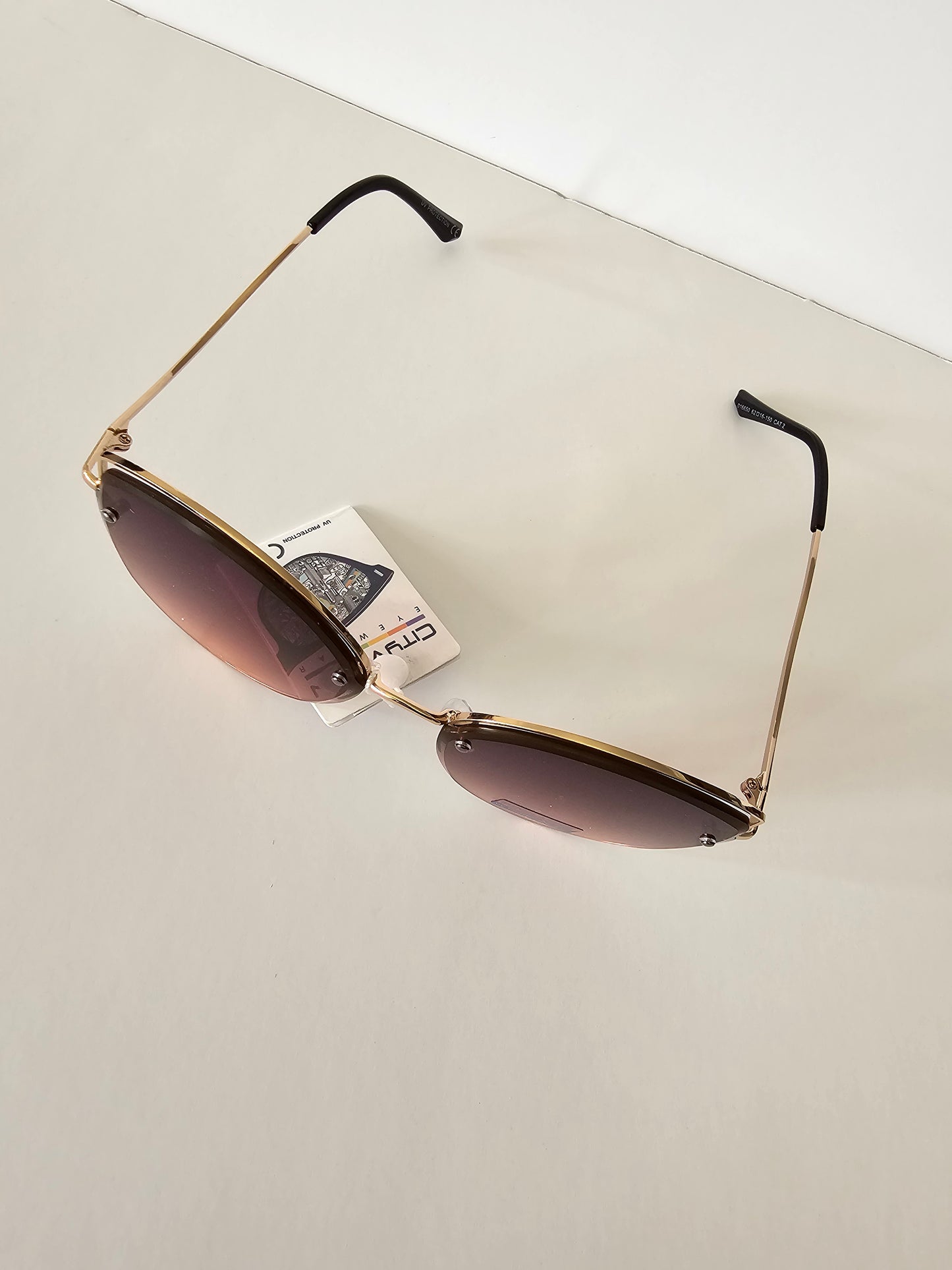 SUN00009 Rounded Gold Bar Sunglasses