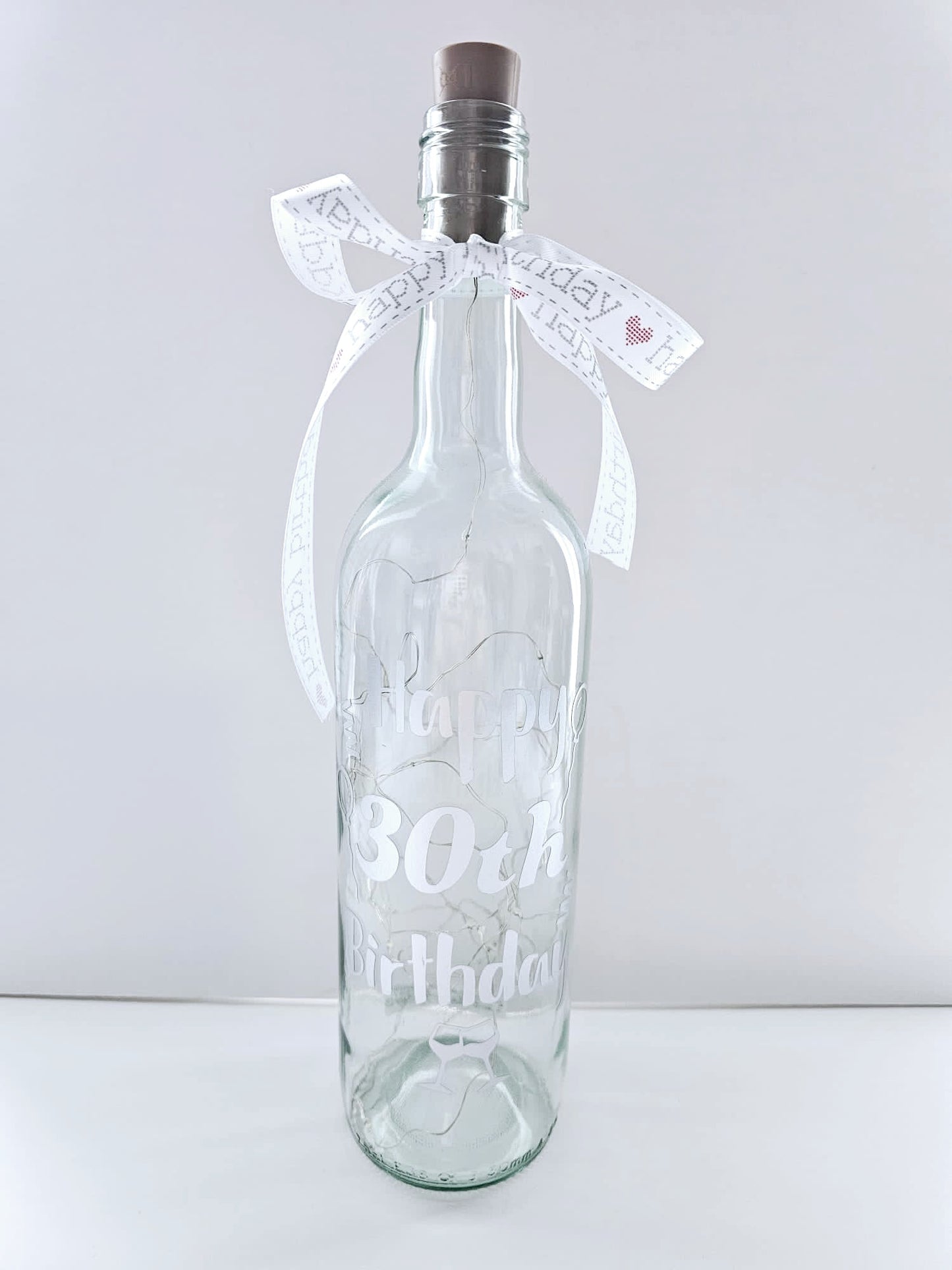 Wine Bottle with Lights - Happy 30th Birthday