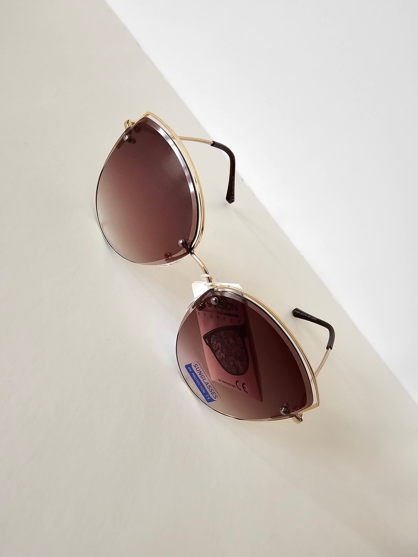 SUN00010 Rounded Gold Bar Sunglasses